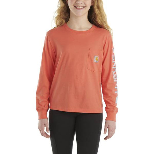Girls Long-Sleeve Graphic Pocket T-Shirt