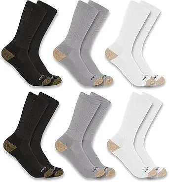 Mens - Midweight Synthetic Blend Crew Sock 6 Pack