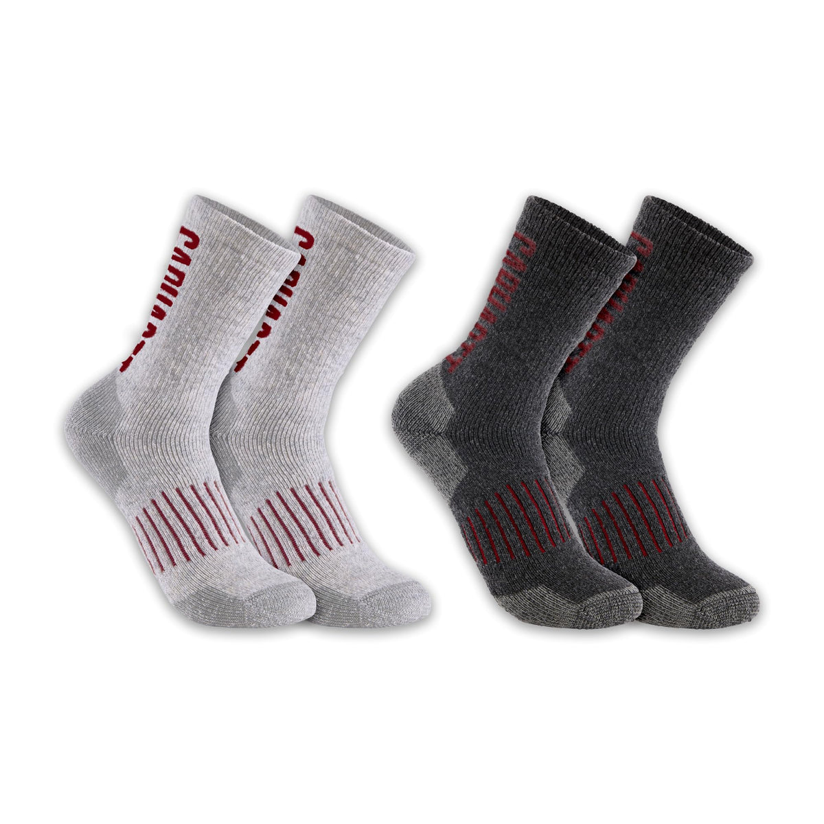 Mens - Midweight Synthetic-Wool Blend Logo Crew Sock 2 Pack