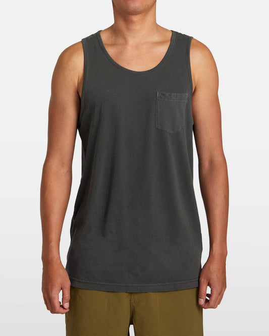 RVCA PTC 2 Pigment Tank in pirate black with chest pocket