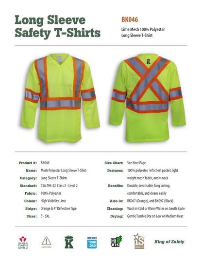100% Poly Hi-Vis LS Mesh T-Shirt