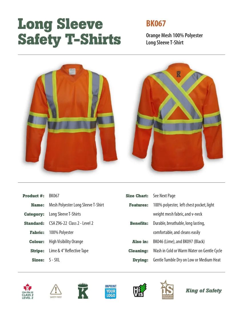 100% Poly Hi-Vis LS Mesh T-Shirt