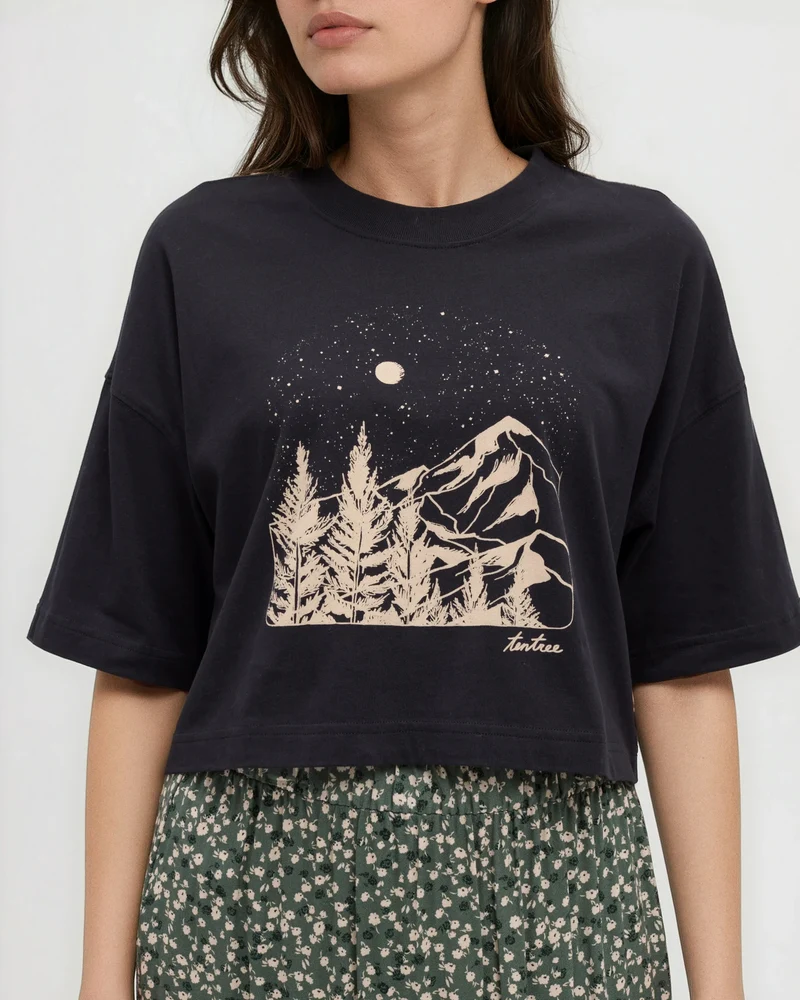 W Parks Landscape Oversized Crop T-Shirt