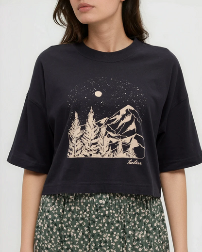 W Parks Landscape Oversized Crop T-Shirt