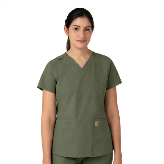 .Womens Multi Pocket V-Neck Top