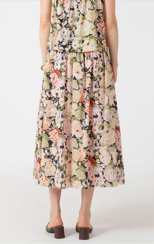 Smocked Waist Midi Skirt