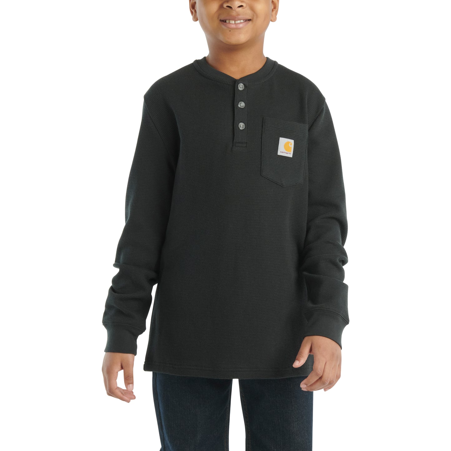 .Long-Sleeve Henley Pocket T-Shirt