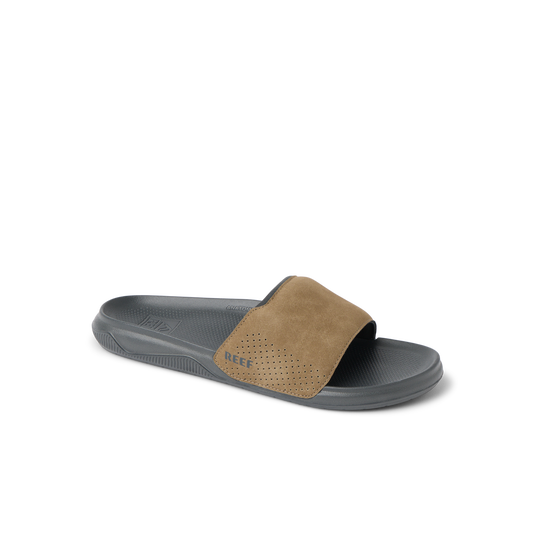 Reef Men's Tailslide sandal in grey and tan with perforated strap