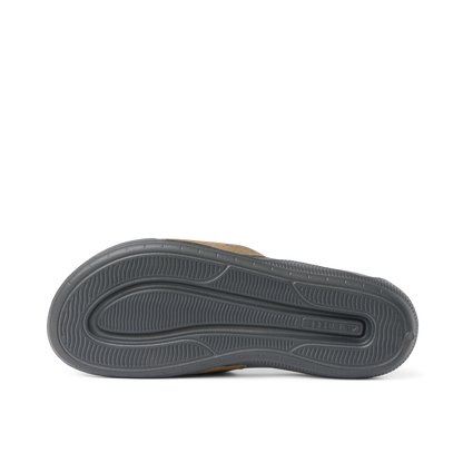 Reef Men's Tailslide sandal sole view showing brown tan upper with grey textured outsole