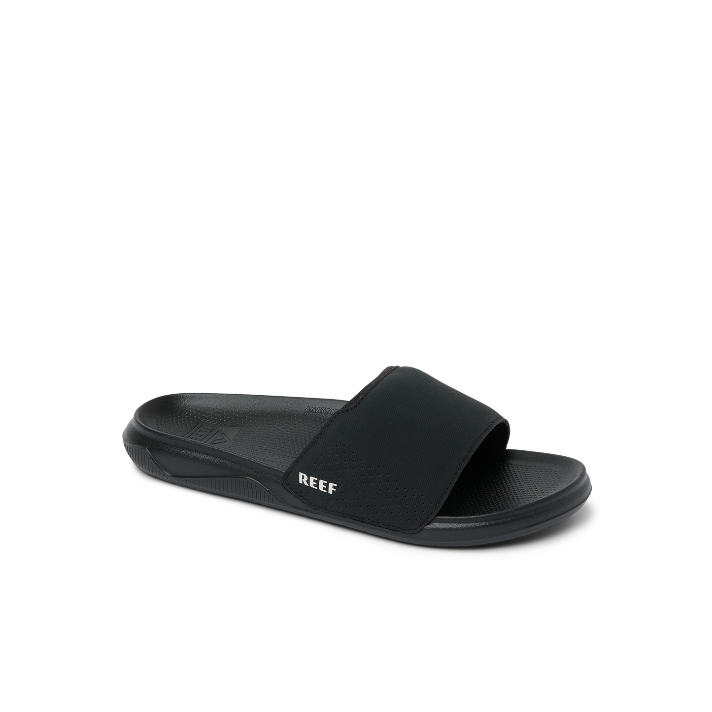 Reef Men's Tailslide black slide sandal with logo on strap