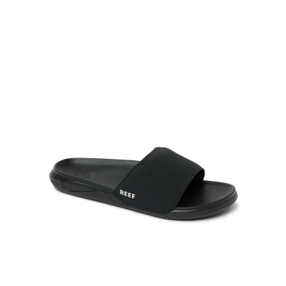 Reef Men's Tailslide black slide sandal with logo on strap