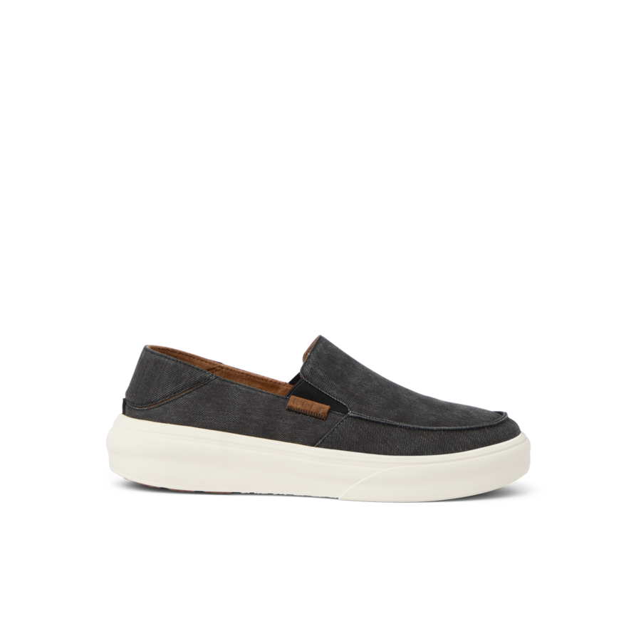 Reef Swellsole Pacific slip-on shoe in charcoal gray canvas with white sole