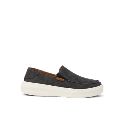 Reef Swellsole Pacific slip-on shoe in charcoal gray canvas with white sole