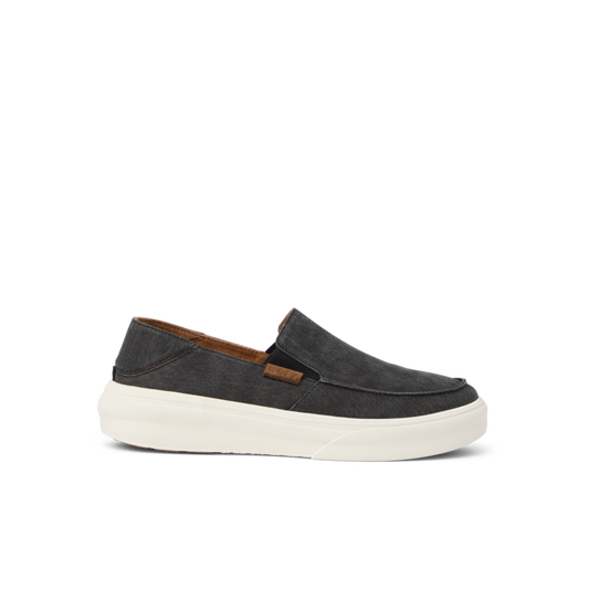 Reef Swellsole Pacific slip-on shoe in charcoal gray canvas with white sole