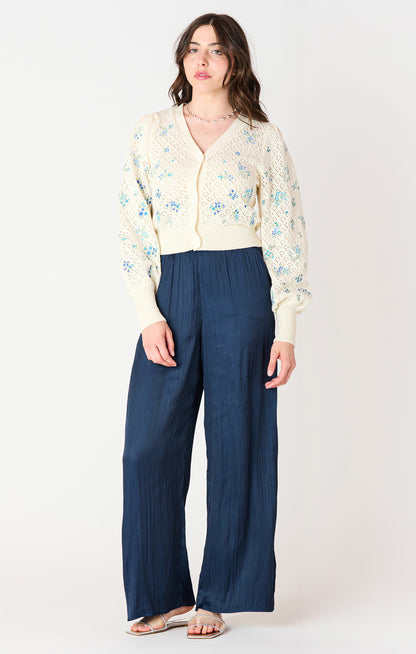 LS Pointelle Embroidered Cardigan