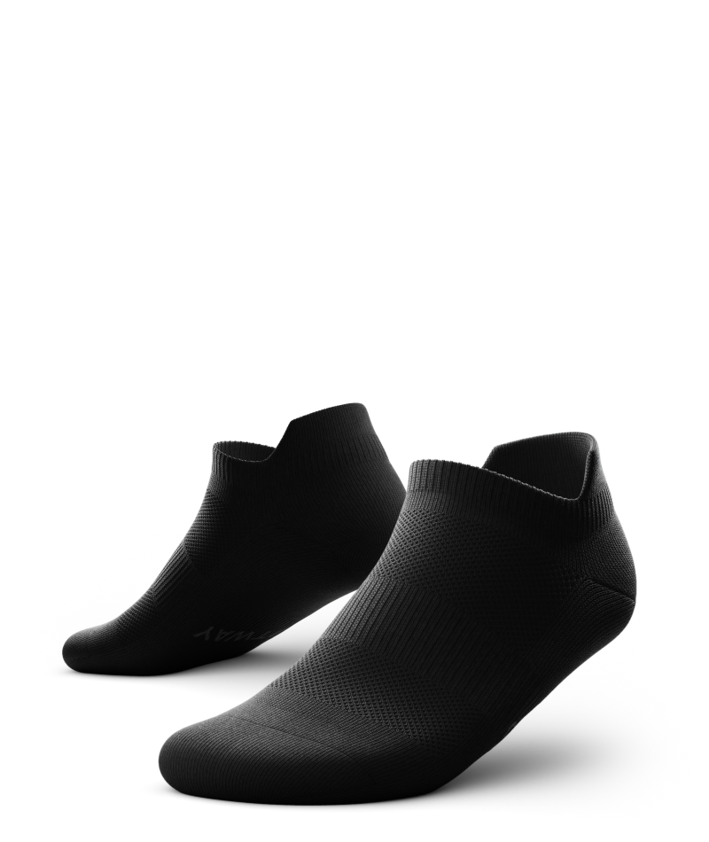 Outway Flagship Ankle Socks in black, shown as a pair on white background