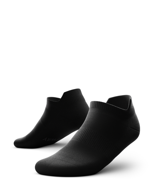 Outway Flagship Ankle Socks in black, shown as a pair on white background