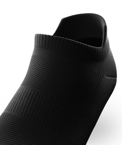Black Outway Flagship Ankle Sock shown in close-up studio photography on white background