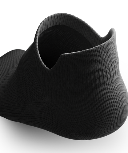 Outway Flagship Ankle Sock in solid black, shown from rear angle on white background