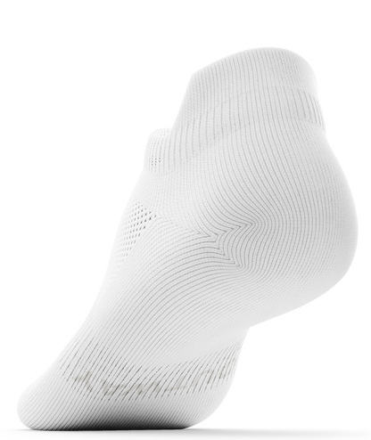 Outway Flagship Ankle Sock in white, shown from rear heel angle on white background