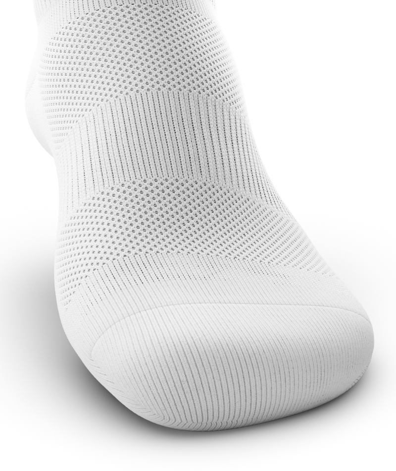Outway Flagship Ankle Sock in white with textured mesh knit pattern on clean background