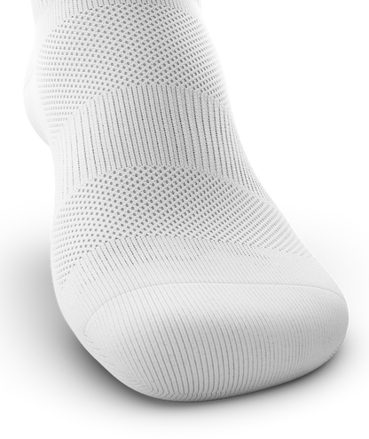 Outway Flagship Ankle Sock in white with textured mesh knit pattern on clean background