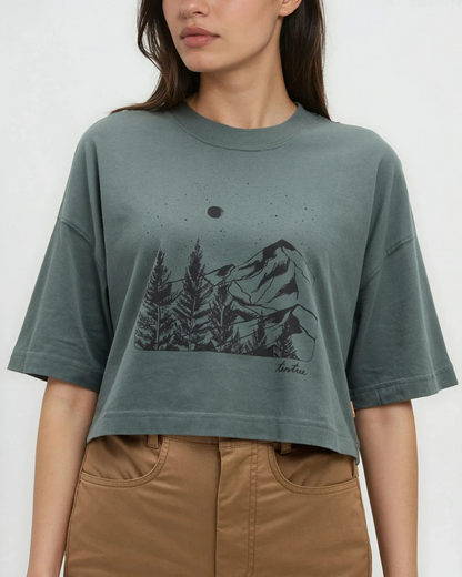 W Parks Landscape Oversized Crop T-Shirt