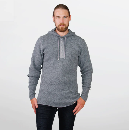 1329 - M Heavy Weight Wool Henley with Hood