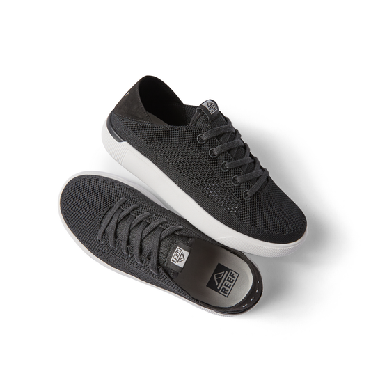 Black Reef Kids Neptune sneakers with knit upper and white sole