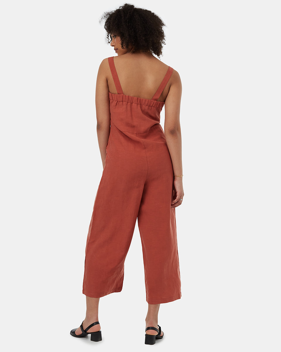.Treelinen Apron Front Jumpsuit