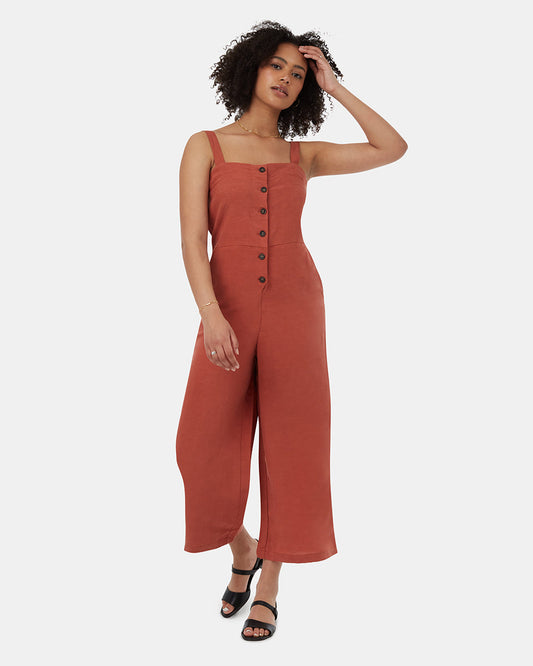 .Treelinen Apron Front Jumpsuit