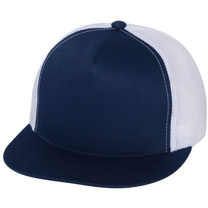 YP Classics navy and white flat bill trucker cap with mesh back panels