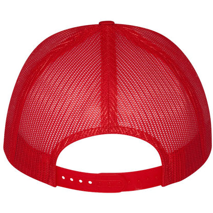 Red YP Classics flat bill trucker cap with mesh back panels