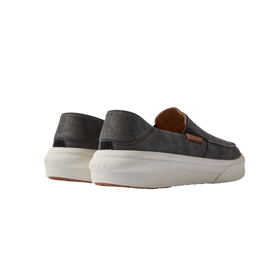Reef Swellsole Pacific slip-on shoes in charcoal gray with white sole