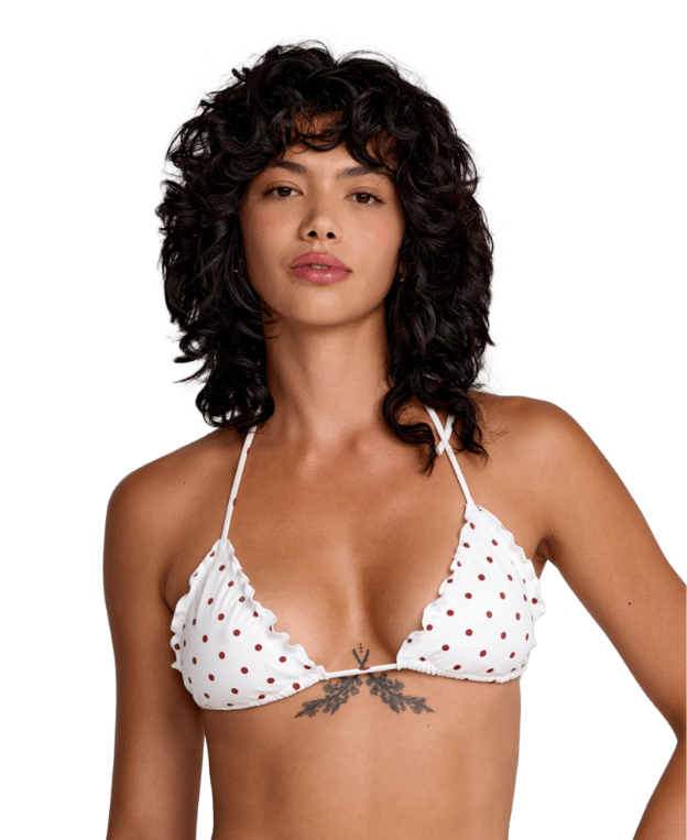 Dot Ruffle Halter Tri Top