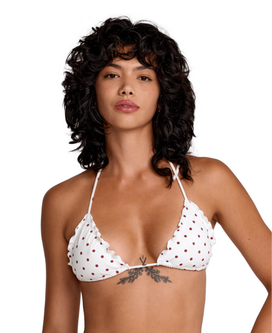 Dot Ruffle Halter Tri Top