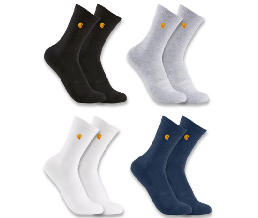 Junior - Midweight Embroidered Crew Sock 4 Pack