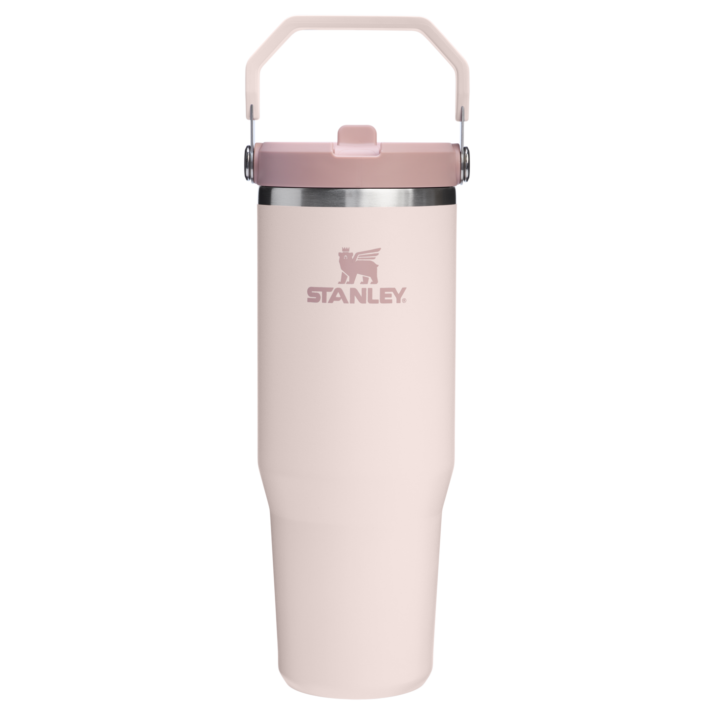 Stanley IceFlow Flip Straw 2.0 Tumbler 30oz in Rose Quartz pink with handle