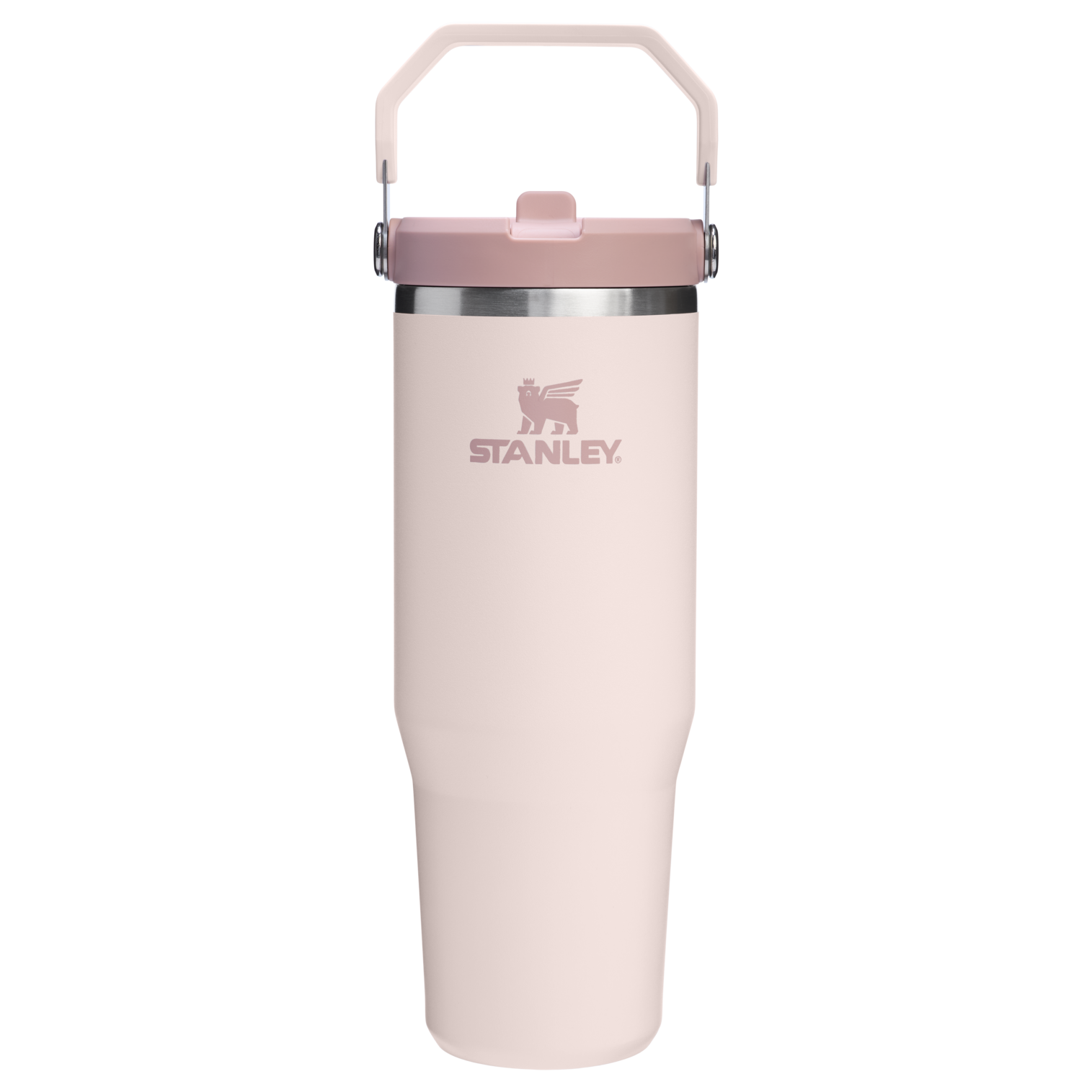 Stanley IceFlow Flip Straw 2.0 Tumbler 30oz in Rose Quartz pink with handle