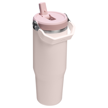 Stanley IceFlow Flip Straw 2.0 Tumbler 30oz in Rose Quartz pink with handle