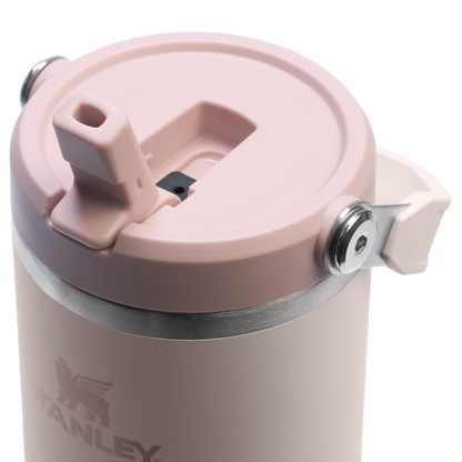 Stanley IceFlow Flip Straw 2.0 Tumbler 30oz in Rose Quartz, close-up lid view