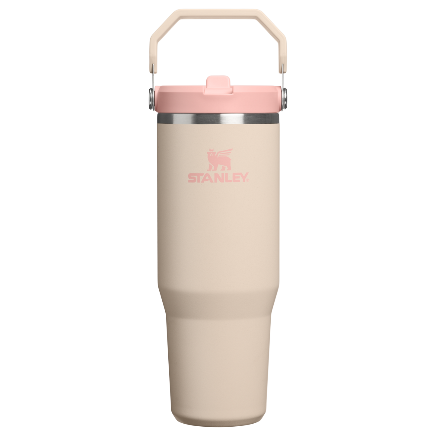Stanley IceFlow Flip Straw 2.0 Tumbler 30oz in cream with pink lid