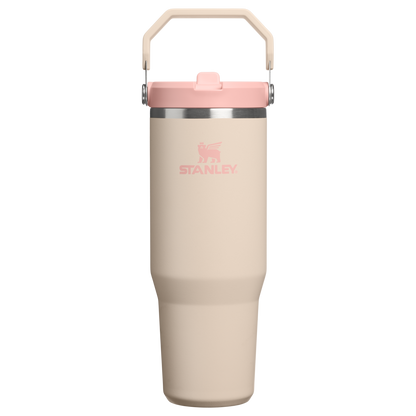 Stanley IceFlow Flip Straw 2.0 Tumbler 30oz in cream with pink lid