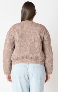 LS Floral Quilted Bomber Jacket