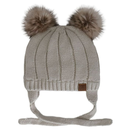 .Baby Hat with Tie & Poms