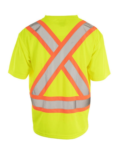 Hi Vis Crew Neck Short Sleeve Safety Tee Shirt with Chest Pocket