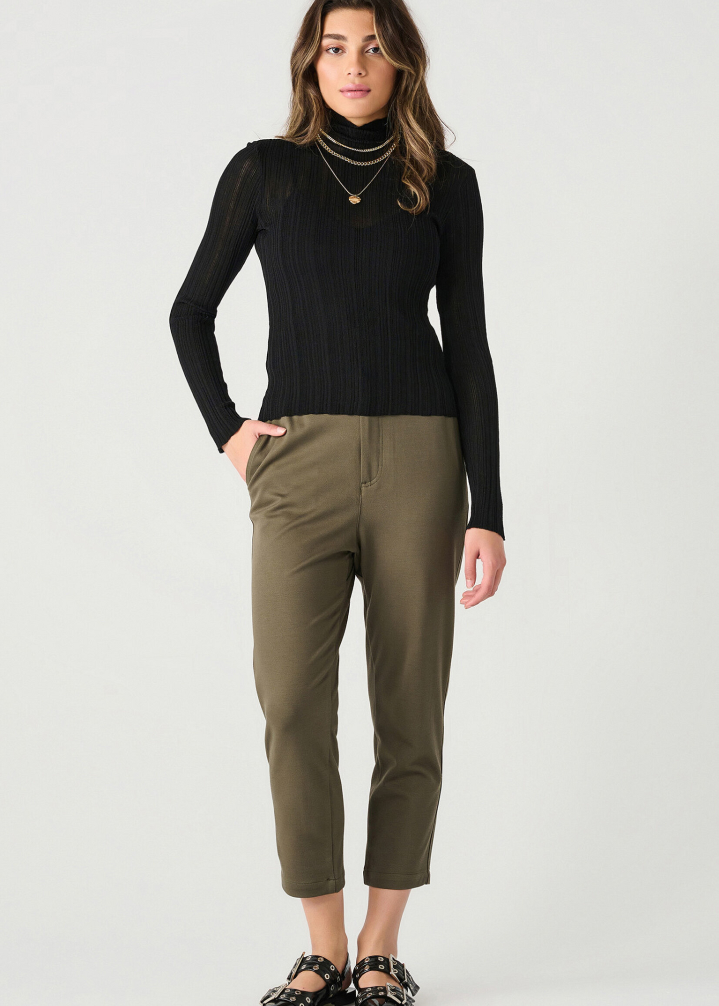 LS Mock Neck Ribbed Top