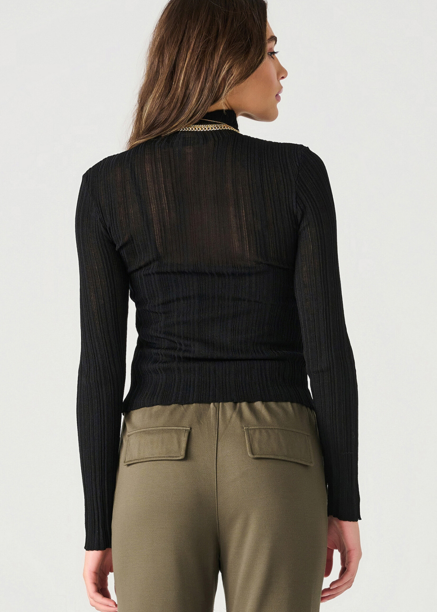 LS Mock Neck Ribbed Top