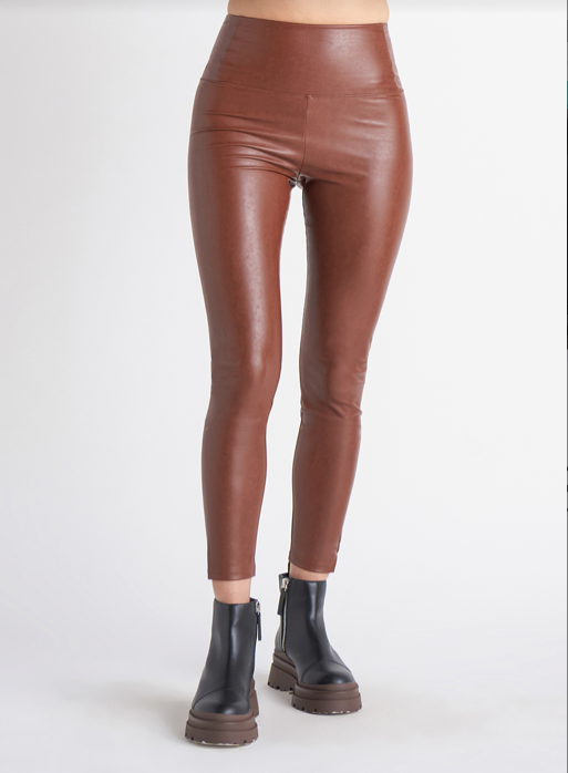 .High Waisted Faux Leather Legging