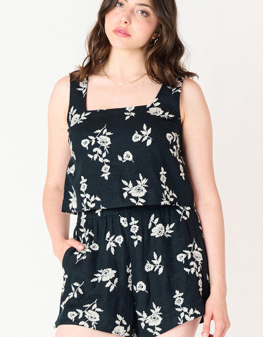 SL Embroidered Squareneck Top